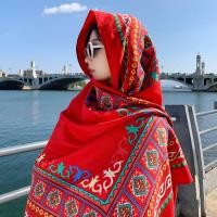 ราคา ผ้าคลุมไหล่สำหรับผู้หญิงเสื้อคลุมชายหาดฝ้ายลินินสไตล์ชนเผ่าผ้าคลุมไหล่ทะเลทรายป้องกันแสงแดดผ้าพันคอผ้าไหมปกป้องแสงแดด (21170700582)