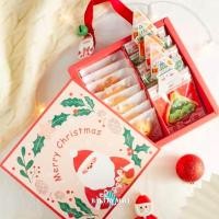 ราคา กล่องขนมฝาสไลด์ 4 ช่อง หูเชือก XMAS คริสต์มาส 19x19x6ซม 10ชิ้น (20735172975)