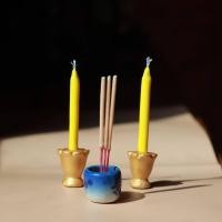 ราคา เซตธูปเทียนจิ๋วดินปั้น ตกแต่ง บูชาสิ่งศักดิ์สิทธิ์ สูงประมาณ 6 ซม (19787799169)