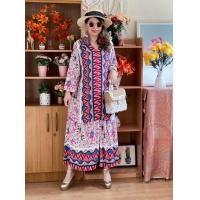 ราคา เดรส เดรสสาวอวบ เดรสยาว ฟรีไซด์อก32 48นิ้ว ยาว 48 นิ้ว สาวอวบอ้วนใส่ได้ ด้านหลังเป็นเชือกผูกปรับได้ เดรสโบฮีเมี่ยน ส่งจากไทย (21088027274)