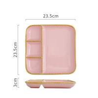 ราคา AG TABLEWARE จานเซรามิค จานเซรามิก ถาดเหลี่ยมขอบทอง ถาดใส่อาหาร ถาดหลุม (19405656588)