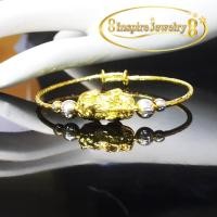 ราคา INSPIRE JEWELRY กำไลข้อเท้าเด็ก 1 คู่หุ้มนากแท้ หรือหล่อจากทองเหลืองนอกทั้งคู่ก็มีให้เลือกใส่ size 4x4cm ขยายไซด์ได้อีก (15065221532)