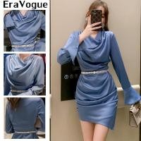 ราคา ZYHT เดรสผู้หญิง สีฟ้า เข้ารูป มินิ พร้อมเข็มขัด แขนยาว คอวี ผ้าซาติน เดรสออกงาน ชุดออกงาน ชุดราตรี งานสวย ผ้ามีน้ำหนัก ดูแพง สวมใส่สบาย สไตล์เกาหลี ปาร์ตี้ งทำงาน านแต่ง ทะเล เซ็กซี่ แฟชั่น หวาน หรูห