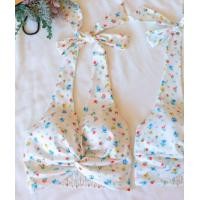 ราคา เสื้อครอปอิงฟ้า ผูกโบว์ อกไขว้ มีฟองอก ทรงสวย ผ้าลายดอกน่ารักก (21179859936)