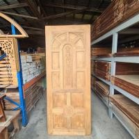 ราคา บานประตูไม้สักแก่ 40 ลายแสงอาทิตย์แกะกลาง (20164610236)
