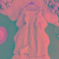 ราคา ชุดเดรสเอี๊ยมมีออร่าวินเทจสไตล์ชาแนลชุดเดรสทรงเอแขนกุดลายตารางเก็บเอวกระดุมแถวเดียวดูแพงสำหรับผู้หญิง (20564216712)