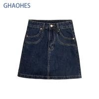 ราคา GHAOHES กระโปรงยีน กระโปรงยีนส์คนอ้วน S 4XL เอวสูง มีซับใน วินเทจ กระโปรงยีนส์ (21060226706)