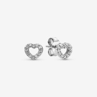 ราคา Pandora 925 ต่างหู ตุ้มหู ต่างหูหนีบ Hollow heart shaped stud earrings เครื่องประดับแฟชั่น ของแท้ 100 (21308329358)