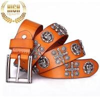 ราคา ผู้ชาย Western ROCK หนัง Punk เข็มขัด Gothic Skull สายรัดเอว (625290865)