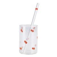 ราคา New Hot Sale With Straw Glass Cup ZIR 300ML High Borosilicate Glass Cup Strawberry Pattern Drinking Cup Clear Glass Tea Cup Heat Resistant Water Cup Fruit Pattern (16849617005)