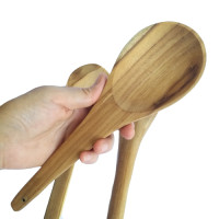 ราคา ทัพพีไม้ ทัพพีไม้สัก ทัพพีตักข้าว ทัพพีทำอาหาร ลายไม้ธรรมชาติ ไม่เคลือบสี พร้อมส่ง (2303750592)