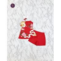 ราคา Heng Heng Set ชุดเซ็ต 2 ชิ้น เสื้อแขนกุดสีแดง แต่งผ้าชีฟอง พิมพ์ลายมังกร กางเกงขาสั้นสีแดง ผ้านิ่ม ใส่สบาย ไม่คัน (21241701438)