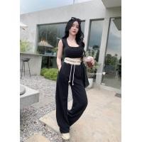 ราคา ชุดเซตเสื้อครอป สีดำกางเกงขายาวแต่งขอบยางยืด tt (20928693535)