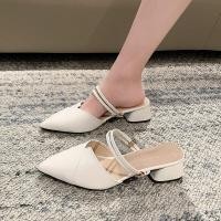 ราคา H750 รองเท้าส้นสูงหัวแหลม พิ้น 2 นิ้ว เปิดปลายเท้า มี 2 สี (18440665160)