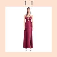 ราคา MILIN Front ring cutout ruched deep v neck high slit maxi dress เดรสยาว แต่งวงแหวน คอวีลึก ดีเทลเว้าเอว จับรูด ผ่าหน้าสูง Gabriella Dress สีแดง สีม่วง Red Purple (8971013329)