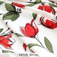 ราคา Xintianji ดอกทิวลิปโพลีเอสเตอร์พิมพ์ลายยืดผ้าสีแดงสำหรับชุด DIY หรือเสื้อผ้า45X160ซม TJ0770 (12907018970)