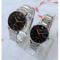 ราคา Win Watch shop นาฬิกาคู่รัก Casio รุ่น MTP VT01D 1B LTP VT01D 1B สายสแตนเลส หน้าปัดดำ สไตล์เรียบหรู ของแท้ รับประกัน 1 ปีเต็ม ส่งฟรี เก็บเงิ (1033094560)