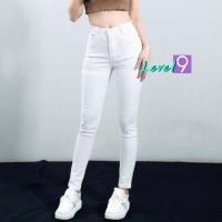 ราคา กางเกงยีนส์ผู้หญิง ผ้ายืด กางเกงขาเดฟสีขาว เอวสูง ผ้าสกินนี่ (16225619273)