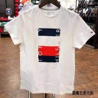 ราคา Original authentic purchasing Tommy Hilfiger short sleeved T shirt white bottoming shirt round neck cotton half sleeved mens clothing (20108701002)