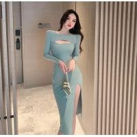 ราคา Foya 1 เดรสยาวรัดรูปผ่าข้าง เดรสยาวเว้าหน้าอก แขนยาว ผ้ายืดตามตัว ระบายอากาศ สุภาพเรียบง่าย ใส่ได้หลายโอกาส 935 (20454367218)