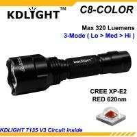 ราคา KDLITKER C8 COLOR Cree XP E2 Red 620nm 320 Lumens Camping Hunting LED Flashlight Black 1x18650 (11703027869)