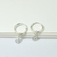ราคา Silver thai 925 Sterling Silver CZ White Teardrop Charm Hoop Earrings ต่างหูห่วงทรงหยดน้ำเงินแท้925 ต่างหูแฟชั่น ใส่แล้วไม่แพ้ เงินแท้ไม่ชุบ เงินแท้925 พร้อมส่ง (14238531312)