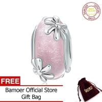 ราคา BAMOER ของแท้925เงินสเตอร์ลิงลูกปัดแก้วสีชมพู Murano ลายดอกไม้ฤดูใบไม้ผลิสร้อยข้อมือจี้และกำไลเครื่องประดับ DIY SCC860 (690404219)