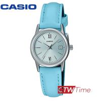 ราคา Casio Standard นาฬิกาข้อมือผู้หญิง สายหนัง รุ่น LTP V002L 2B3UDF สีเงินสายสีฟ้า หน้าปัดฟ้าโรมัน (9440071623)
