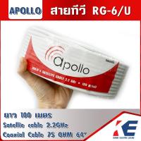ราคา สาย RG6 U RG 6 ความยาว 100 ม APOLLO อพอลโล่ 64เส้น สายสัญญาณ สายทีวี สายTV สีขาว สีดำ (16901046437)