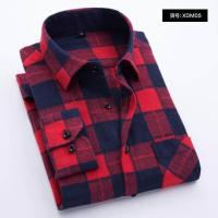 ราคา Spring and Autumn Fashion Cotton Long Sleeve Mens Shirt New Brushed Red Plaid Business Leisure Fit Flannel No iron (20634920834)