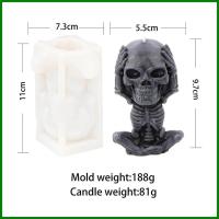 ราคา ฮาโลวีนกะโหลกศีรษะแม่พิมพ์ซิลิโคนสำหรับน้ำแข็ง ยิปซั่ม สบู่ เทียน ฯลฯ 3D DIY ซิลิโคนแม่พิมพ์เทียน (19612691251)