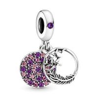 ราคา 925 sterling silver Pave shiny zirconia Feather Dangle Charm fit bracelet women fashion DIY jewelry valentines day gift for girlfriend (13170827635)
