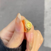 ราคา COCOJEWELRY Cross border Golden Watch 520 Clock Ring Female Ins Niche Temperament High end Couple Pair Ring (19303565147)