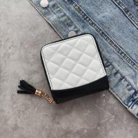 ราคา กระเป๋าสตางค์ลายข้าวหลามตัดสไตล์ชาแนลฮิตแนวเกาหลีแบบใหม่2021กระเป๋าใส่เหรียญมีซิปแต่งพู่แมตช์ชุดง่ายสีตัดกันมีสไตล์เฉพาะตัวแบบสั้นสำหรับผู้หญิง (15218455480)