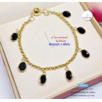 ราคา สร้อยข้อมือเงินแท้92 5 ชุบสีทอง ประดับเพชร cz สีนิล เพชรสังเคราะห์ เรือนเงินแท้ (13093516832)
