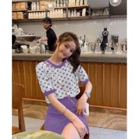 ราคา ถูกที่สุด Set 2 ชิ้น เสื้อไหมพรมแขนสั้น ลายหัวใจ กระโปรงสั้น สีพื้นเนื้อผ้าไหมพรมเข้าเซท งานน่ารักมากๆ (18978017719)