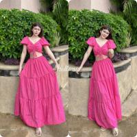 ราคา เซ็ท 2 ชิ้น ผ้าไหมอิตาลีสีพื้น เสื้อครอปรูดหน้า แขนตุ๊กตา ปลายแขนจั้ม แผ่นหลังสม็อค กระโปรงเอวสม็อครอบ มีซับใน (19726304083)