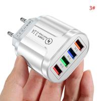 ราคา USB Charger Fast Charge Wall Charging Mobile 4 Ports EU US Plug Adapter Travel (16474688398)