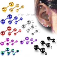 ราคา 1 ข้าง สแตเลส 316L แท้ สีไม่ลอกออก ดัมเบลกลม Stainless บอล Round Dumbell 316L Stainless Steel Stud 1 Piece (7186732816)