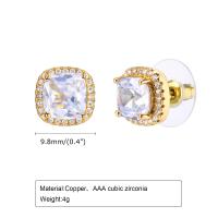 ราคา ต่างหูป้ายเลื่อนเซอร์โคเนีย Vnox แบบเรียบง่ายสำหรับผู้ชายผู้หญิงเครื่องประดับต่างหูทองแดงสีเงินทอง (21005064963)