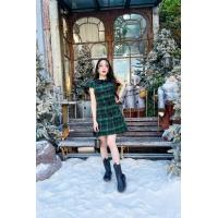 ราคา Greener Dress เดรสสั้นทรงสูทสีเขียวผ้าทอลายสก็อต ติดกระดุมหน้า ตัดปกสีดำ เสื้อแขนยาว เพิ่มปอกแขนถอดได้ (21116164129)