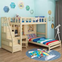 ราคา Spot parcel post Bunk Bed Solid Wood Bunk Bed Small Apartment Staggered with Desk Home Children Upper and Lower Bed Second Floor Bunk Bed (20552272476)