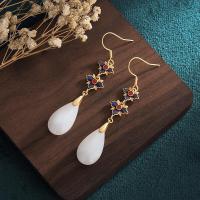 ราคา Her Lab Jewelry เครื่องประดับใหม่ต่างหูต่างหูระย้าหยกหยกโบราณเคลือบเย็นสำหรับผู้หญิง (19511711717)
