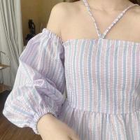 ราคา เสื้อเปิดไหล่เเขนยาว งานสม็อกไขว้หน้า เสื้อไหมพรมแขนยาว เสื้อเปิดไหล่ แขนยาวแฟชั่นผู้หญิง (17031760962)