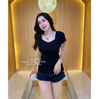 ราคา เสื้อยืดนมโต คอเหลี่ยมรัดรูป (14411689785)