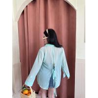 ราคา เสื้อเชิตชีฟองผูกโบว์ด้านหลัง งานสวย ใส่สบาย K7693 (18919236785)