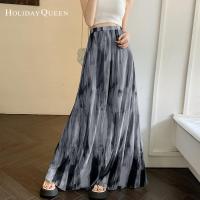 ราคา HOLIDAYQUEEN กระโปรงยาวมัดย้อมแบบเปิดไหล่จับจีบผ้าปะต่อกันใหม่ H083 (20854915651)