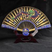 ราคา พร้อมส่ง พัดจีน วินเทจงานฝีมือ ทองเหลืองชุบสีลวดลาย Cloisonne ของสะสมตกแต่งบ้าน 景泰蓝手工扇子 (15993254329)