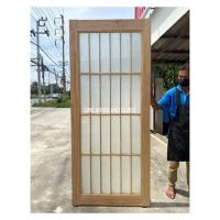 ราคา ประตูไม้ ระแนงญี่ปุ่น ระแนงด้านหน้า ด้านหลังใส่กระจกแผ่นเดียว (19834459247)