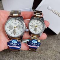 ราคา นาฬิกาคู่ ชาย หญิง ขอบฉลุ 3 กลม สายเลท พร้อมกล่อง (17446388770)